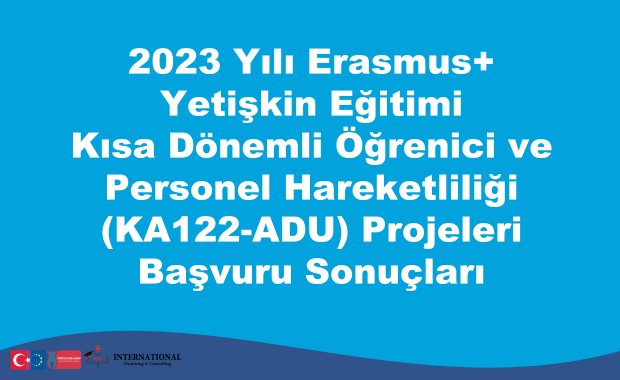 2023 Yılı Erasmus+ Yetişkin Eğitimi Kısa Dönemli Öğrenici ve Personel Hareketliliği (KA122-ADU) Projeleri Başvuru Sonuçları